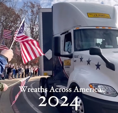 J.B. Hunt truck delivering wreaths