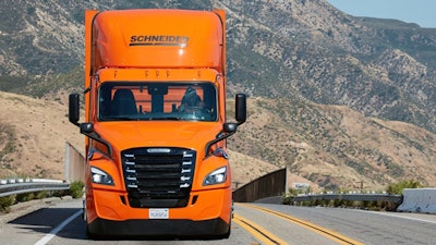 Schneider tractor-trailer on highway