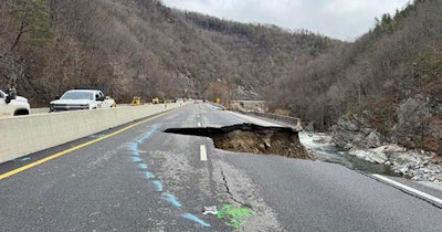Damaged I-40 in North Carolina