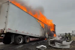 Burning tractor-trailer