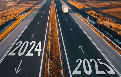 Highway with 2024 in one lane and 2025 in the other