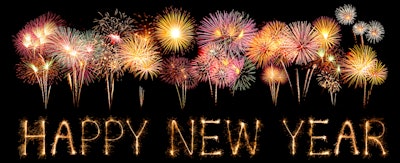Happy New Year with fireworks
