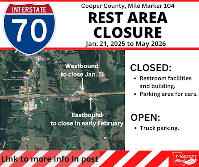 MoDOT rest area closing graphic