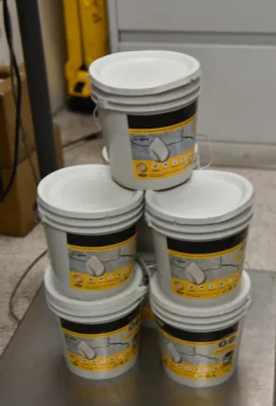 Roof sealant containers containing meth