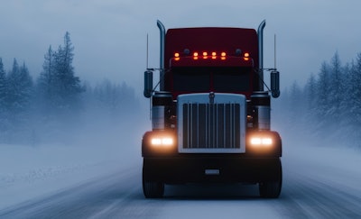 Big rig on winter highway
