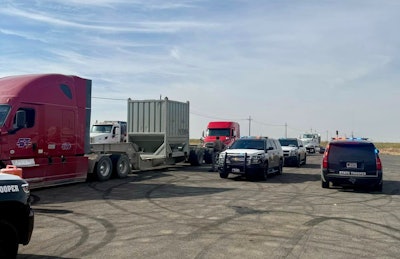Trucks being inspected in west Texas