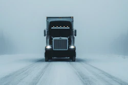 Tractor-trailer on highway in winter weather