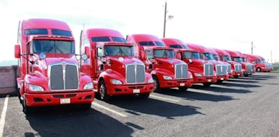 Row of Stewart Transport trucks