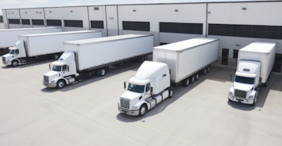 Trucks at freight terminal