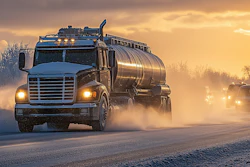 Tanker truck on winter highway