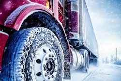 Tractor-trailer on winter highway