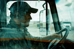 Truck driver at the wheel