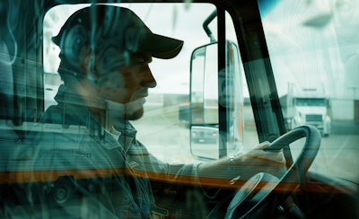 Truck driver at the wheel