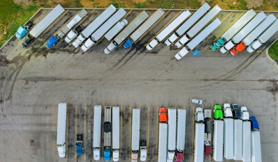 Trucks in parking lots