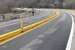 Repaired section of I-40 with one lane in each direction