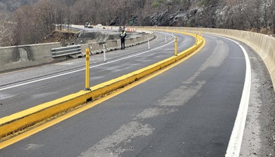 Repaired section of I-40 with one lane in each direction