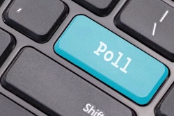'Poll' in white on blue computer key