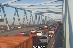 Traffic backed up on the Don Holt Bridge in South Carolina