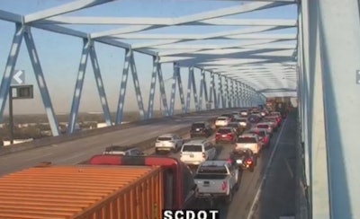 Traffic backed up on the Don Holt Bridge in South Carolina