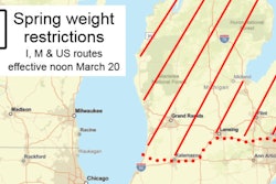 Map of Michigan with highway restrictions
