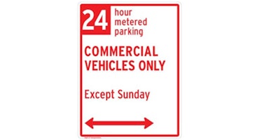 Truck parking sign