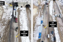 Aerial views of the crash site, showing some of the vehicles in their final rest positions. (Source: Sweetwater County Sheriff’s Office; annotated by NTSB)