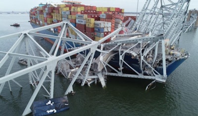 Key Bridge wreckage on container ship Dali