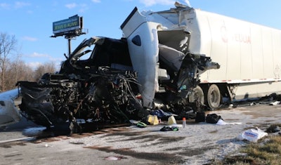 Tractor-trailer damaged in I-94 crash