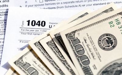 Money and IRS 1040 form