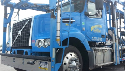 Blue auto hauler truck