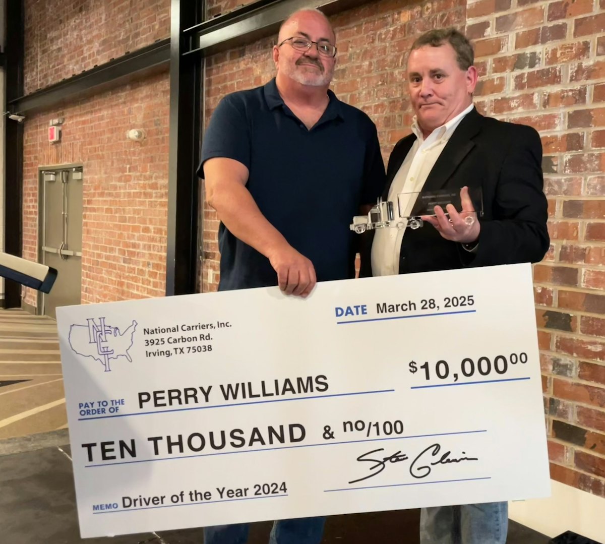 National Carriers names Perry Williams as its 2024 Driver of the Year