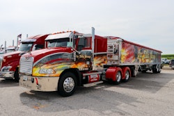 Dylan Mercier's 2005 Mack and a 2022 Wilson hopper bottom trailer “Our Fallen Heroes”