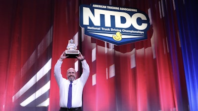 David Comings, a professional driver with FedEx Freight from North Dakota, is the Bendix Grand Champion at the 2025 National Truck Driving & Step Van Championships