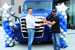 (Left to right) Landstar President and CEO Frank Lonegro, Truck Winner & Landstar Owner-Operator Christian Sanchez Cantù.