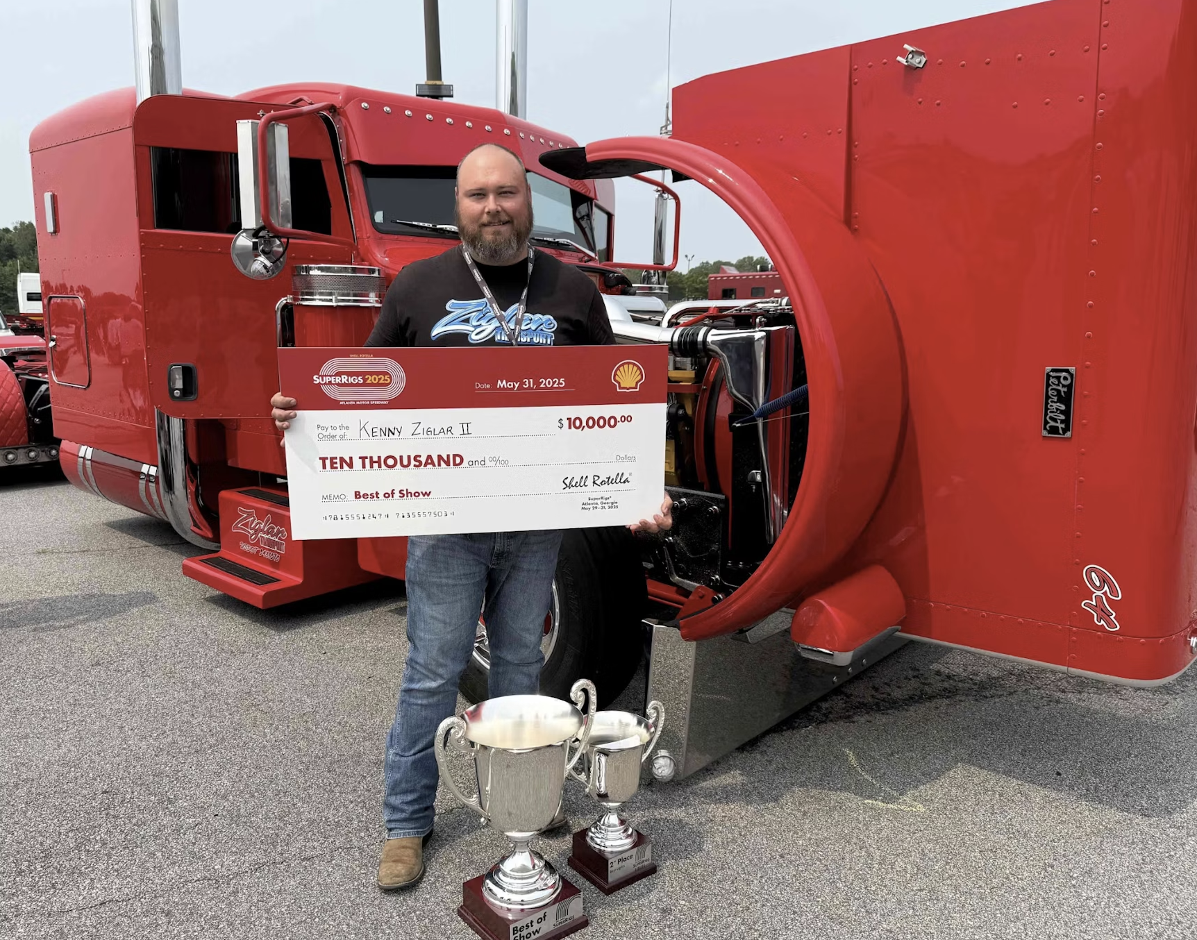 Kenny Ziglar II of Rawlins, Wyoming, won Best of Show honors with his 2007 Peterbilt 379, nicknamed &ldquo;Scrapin By at this year's SuperRigs event