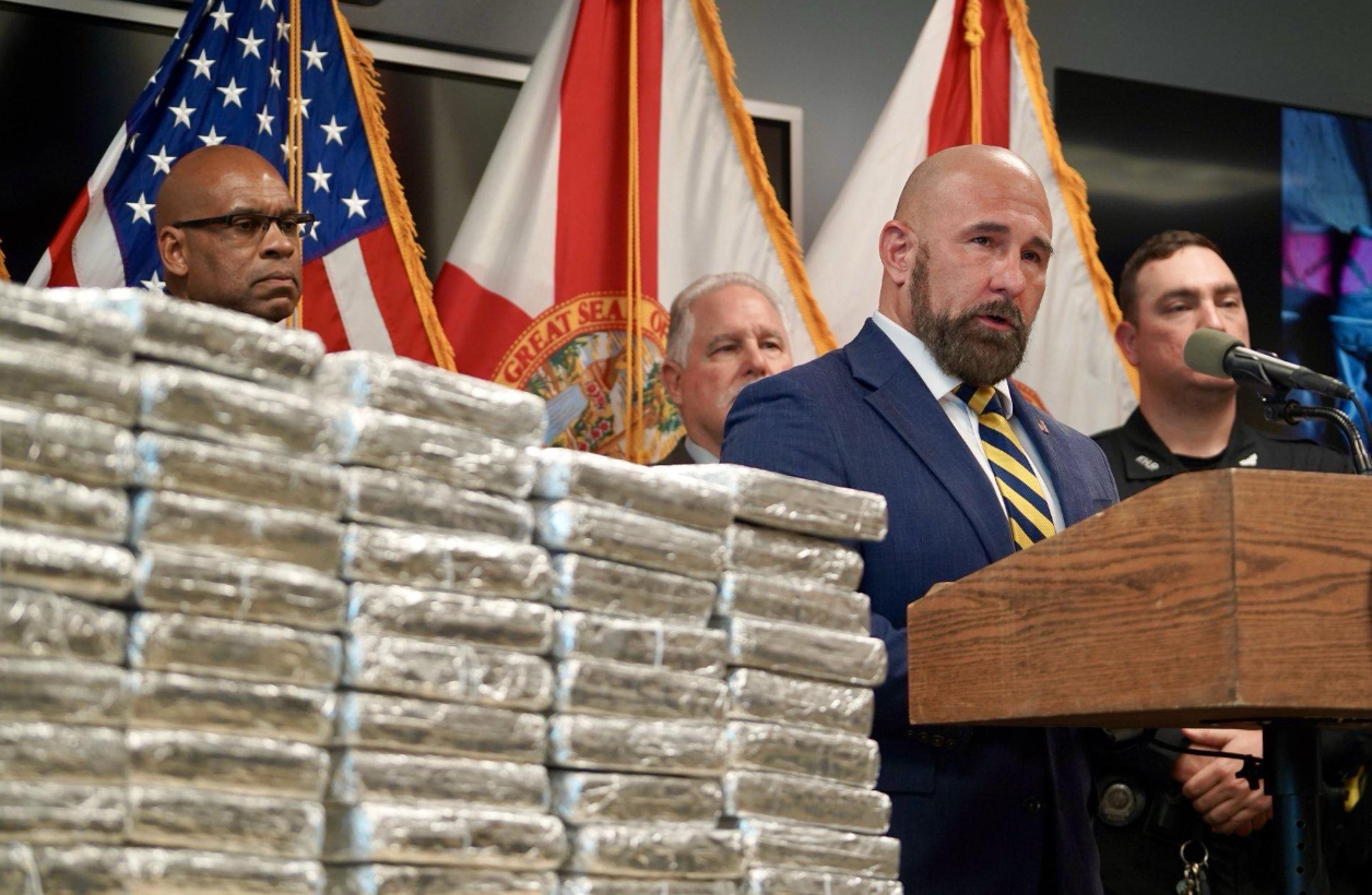 Lieutenant Governor Jay Collins speaks at press conference announcing major drug bust