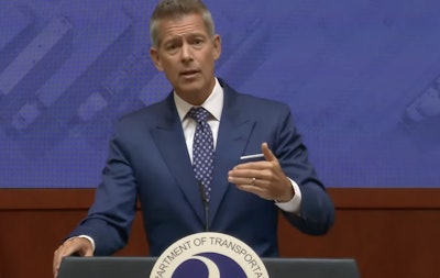 Transportation Secretary Sean Duffy during a press conference Thursday