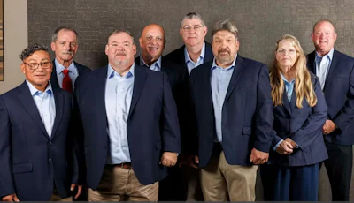 From left to right: Professional Truck Drivers Juan Sixtos, Mike Larmeu, Keith Tyler, Delio Garcia, Tom Spence, Tim Cote, Susan Fabian and Darrall Headrick. Not pictured is Will Lawrie.