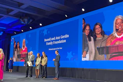 Julie Durr accepts the award on behalf of the Gerdin Family