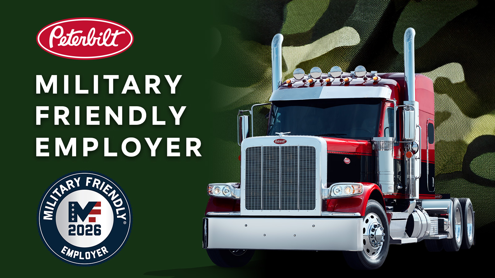 Graphic Peterbilt Named 2026 Military Friendly Employer
