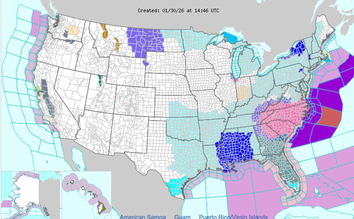 Bitter cold forecast for eastern U.S.; snow likely for Carolinas and Virginia