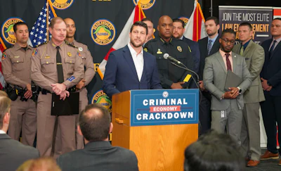 Florida Attorney General James Uthmeier announces charges against members of a cargo theft ring