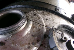 Crystals on a fuel tank led to the discovery of 944 pounds of liquid meth at the Otay Mesa Port of Entry March 2