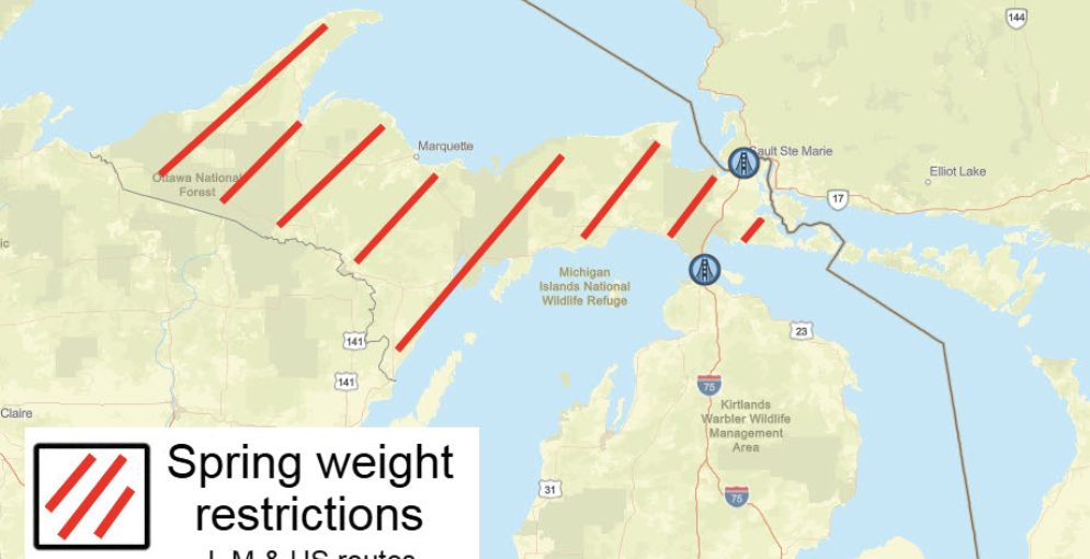 Weight restrictions will only apply to Michigan’s Upper Peninsula