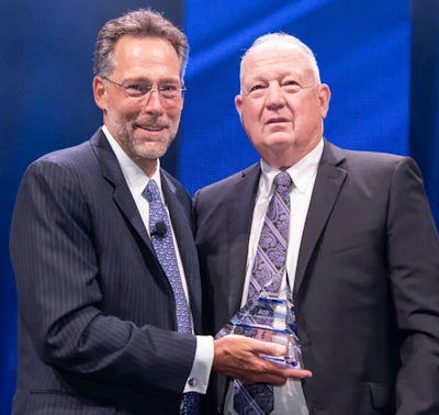 Landstar President and CEO Frank Lonegro and BCO Lifetime Achievement Award recipient, Frederick Foster.