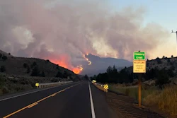 A wildfire burns near Juntura and U.S. 20.