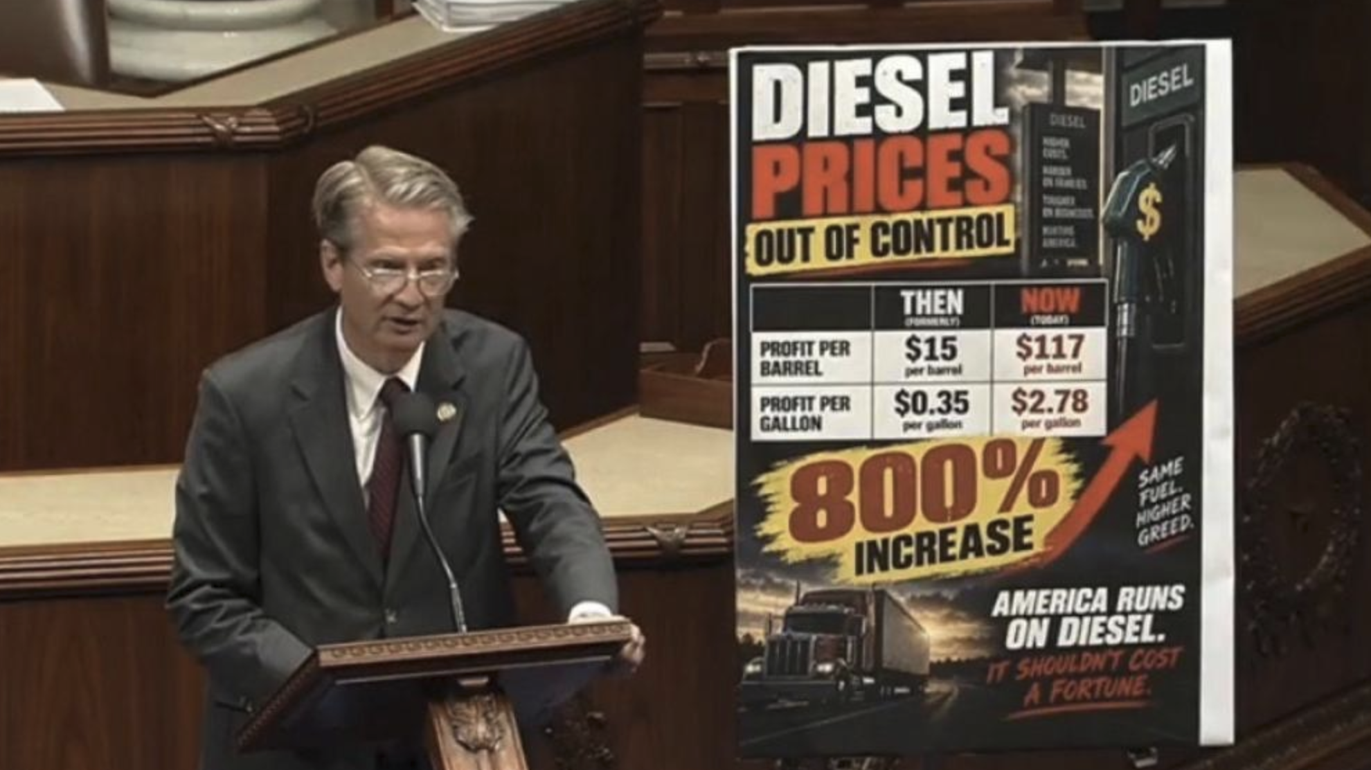 Rep Tim Burchett on the House floor complaining about high diesel prices