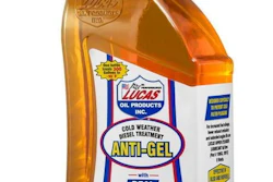 Lucas Oil Anti-Gel cold weather diesel treatment bottle with white cap and amber liquid