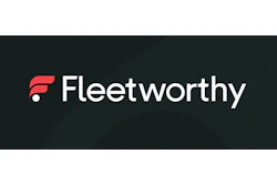 Fleetworthy logo with red geometric icon and white text on dark background